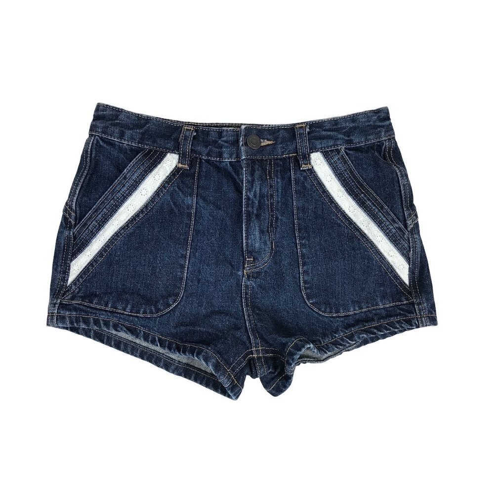 Free People Dark Wash Eyelet Trimmed Shorts Size 26